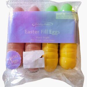 Easter Fill Eggs Hinged 24 Ct Pink Orange Yellow Green Plastic Party Favor
